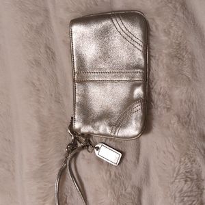 Silver Coach Wristlet